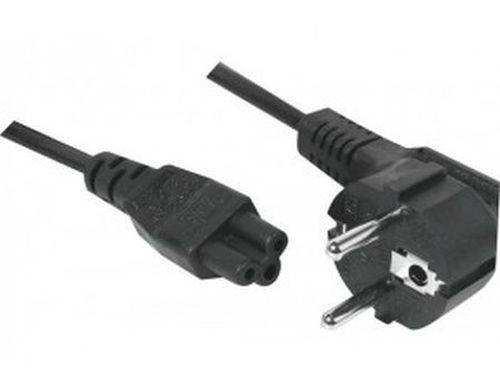 Netzanschlusskabel, CEE 7/7 Schutzkontaktstecker abgewinkelt an 3pol Buchse C5, schwarz, 3,0 m