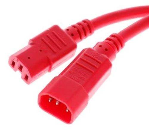 Warmgerätekabel, Kaltgerätestecker C14 auf Warmgerätebuchse C15, rot, 1,8 m