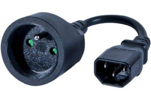 Netzspannungsadapter Kaltgerätestecker C14 auf französische Kupplung CEE7/5