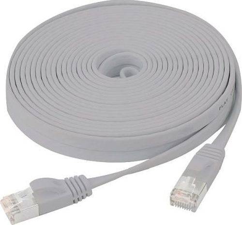 Flachband Patchkabel Cat. 6, U/FTP, mit Rastnasenschutz, grau, 1,0 m