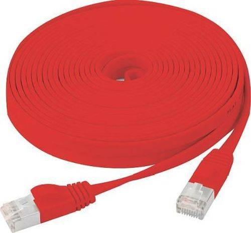 Flachband Patchkabel Cat. 6, U/FTP, mit Rastnasenschutz, rot, 20,0 m