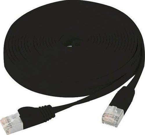 Flachband Patchkabel Cat. 6, U/FTP, mit Rastnasenschutz, schwarz, 10,0 m