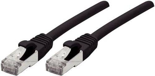 Patchkabel Cat. 6A, S/FTP (PiMF), halogenfrei, mit Rastnasenschutz, schwarz, 1,5 m