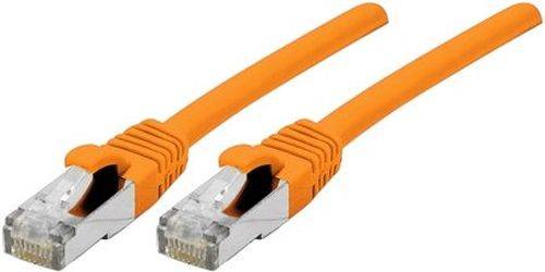 Patchkabel Cat. 6A, S/FTP (PiMF), halogenfrei, mit Rastnasenschutz, orange, 1,0 m