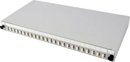 LWL Spleißbox, 24-fach LC-Duplex, inklusive LC Duplex-Kupplungen OM4, Multimode, 19", ausziehbar, he