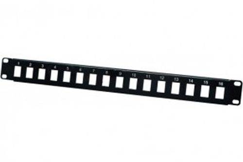 Modulträger für 16 Keystone-Anschlussbuchsen, 19 Zoll, schwarz