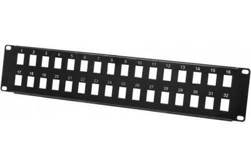 Modulträger für 32 Keystone-Anschlussbuchsen, 19 Zoll, schwarz