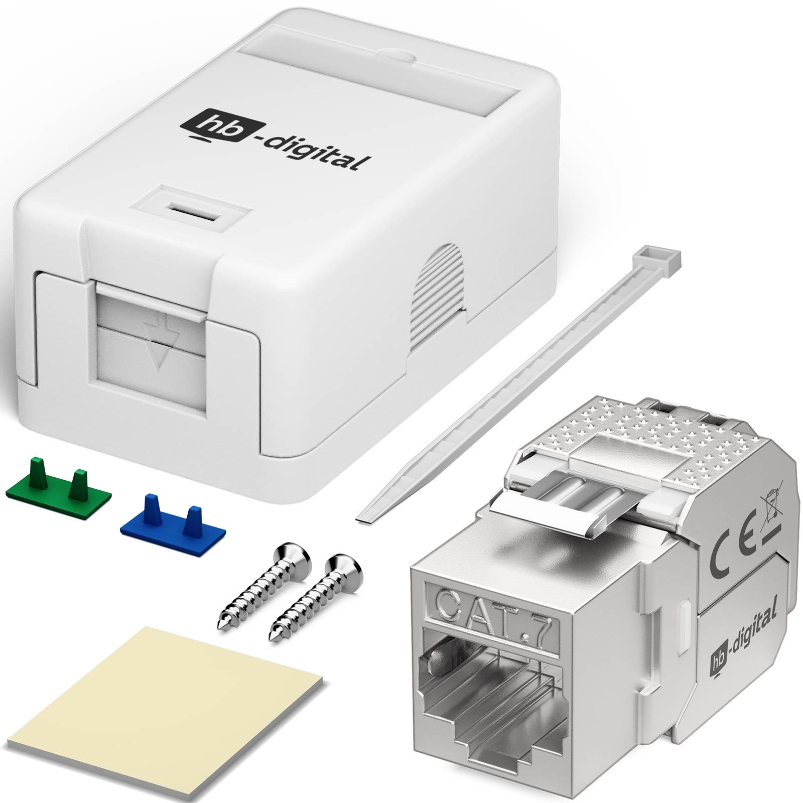 hb-digital Set Anschlussbox 1-Port Keystone Module CAT 7