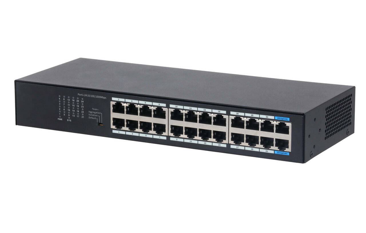 Bwnet-22400 BURG GARD, 24 Port Layer 2 unmanaged Gigabit Switch Eine solide Lösung für verzweigte Anlagen: BWnet-22400