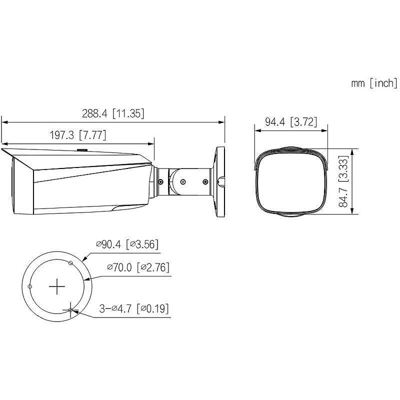 Dahua IPC-HFW3849T1P-ZAS-PV-27135-S5-B IP-Kamera, 4K Ultra HDBullet Kamera | Blickwinkel:108° - 34° (Objektiv-Brennweit