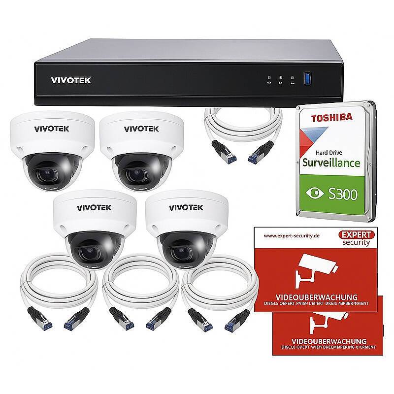 Überwachungskamera-Set 4x Dome 5MP Vario + 8CH NVR, Mit intelligentem Cyberschutz für Ihr Firmennetzwerk: Mehrstufige E