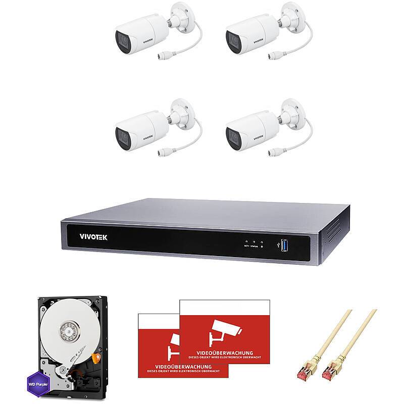Überwachungskamera-Set 4x Bullet 5MP Vario + 8CH, Mit intelligentem Cyberschutz für Ihr Firmennetzwerk: Mehrstufige Erk