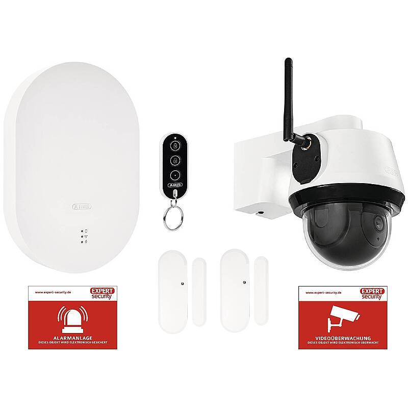 ABUS Smartvest Pro Funkalarmanlage + 4K PTZ Kamera, Funk-Alarmanlage mit PTZ-Kamera - Einbruchschutz für Haus & (Vor-)