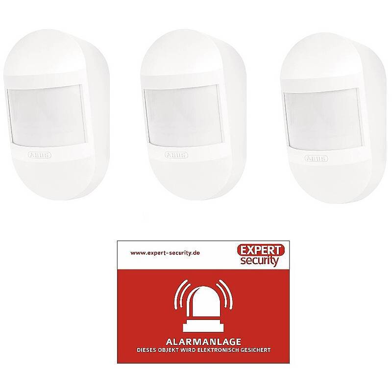 3er Set ABUS Smartvest Pro Funk-Bewegungsmelder, Bewegungsmelder, Set | Set-Inhalt:Aufkleber, 3x Bewegungsmelder | Eins
