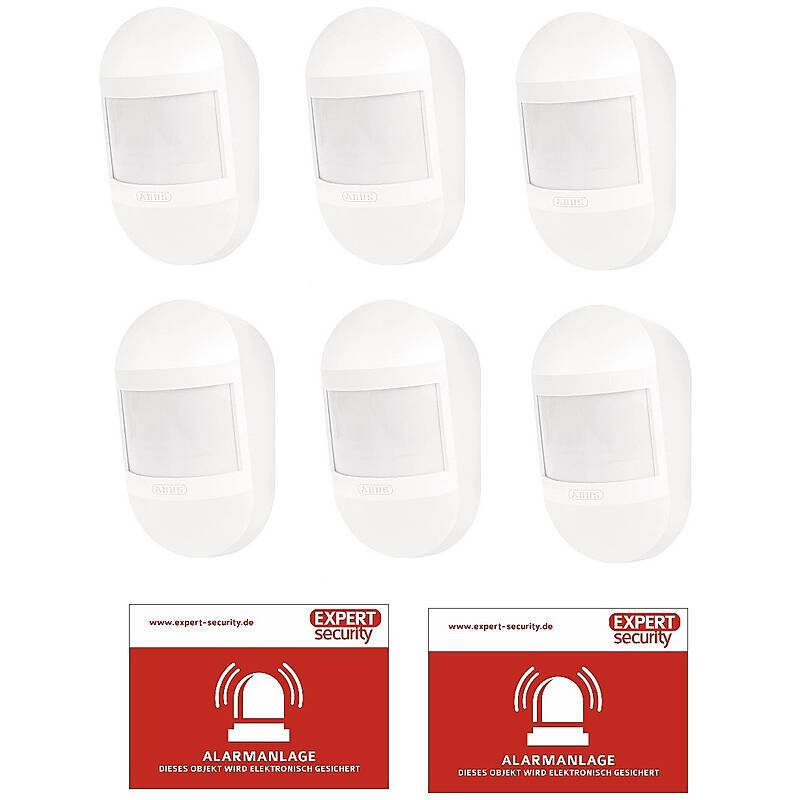 6er Set ABUS Smartvest Pro Funk-Bewegungsmelder, Bewegungsmelder, Set | Set-Inhalt:2x Aufkleber, 6x Bewegungsmelder | E