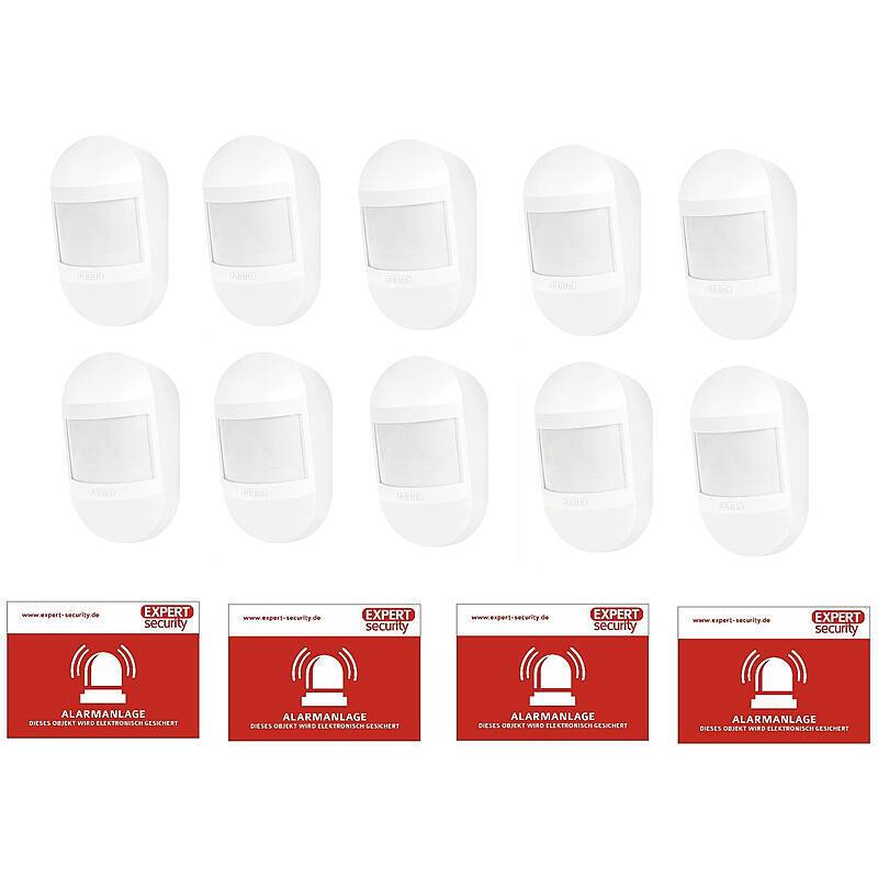 10er Set ABUS Smartvest Pro Funk-Bewegungsmelder, Bewegungsmelder, Set | Set-Inhalt:4x Aufkleber, 10x Bewegungsmelder |