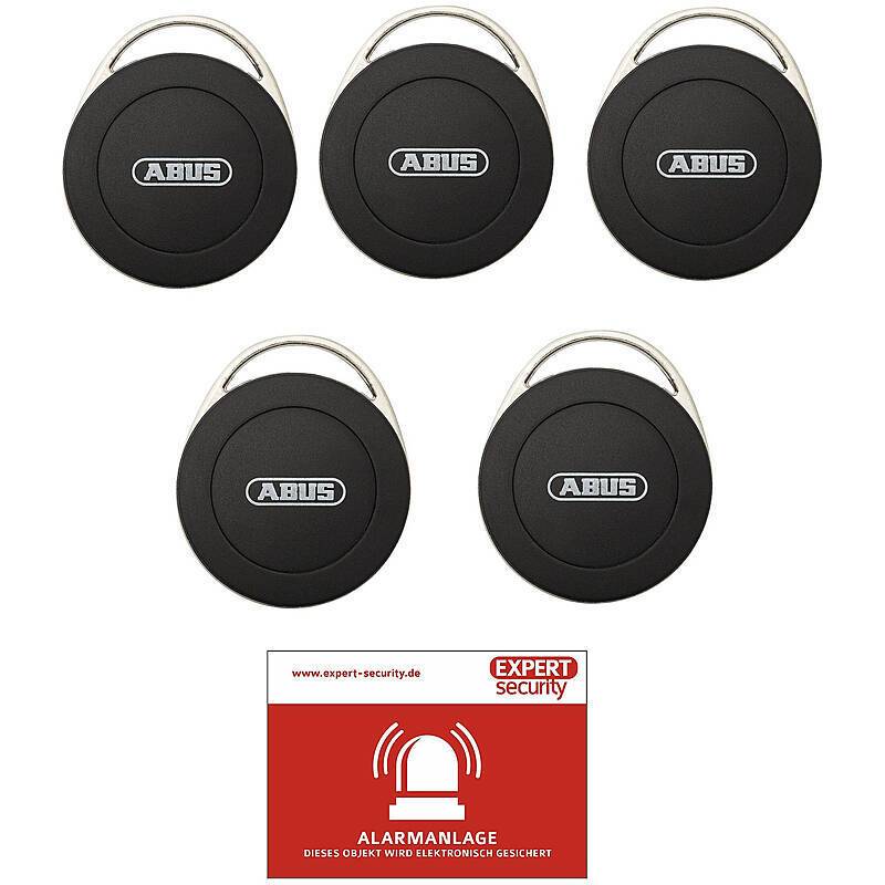 5er Set ABUS Smartvest Pro ID-Schlüsselanhänger, Set, RFID-Chip | Set-Inhalt:Aufkleber, 5x RFID-Transponder | Einsatzge