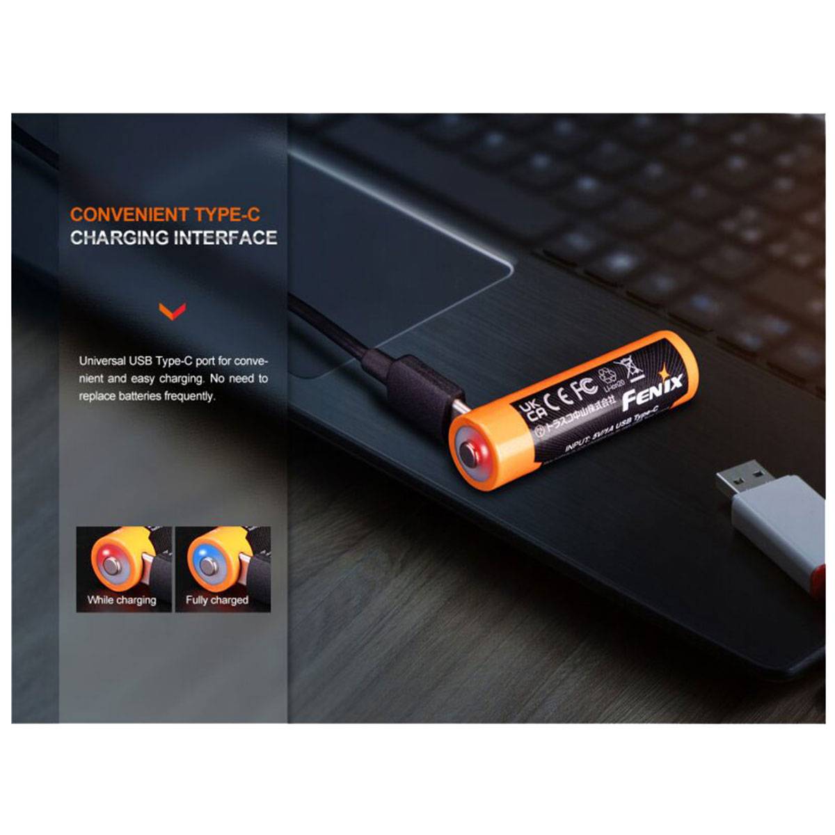 Fenix ARB-L14-2200U | 14500 AA Li-Ionen Akku mit USB-C 2200mAh