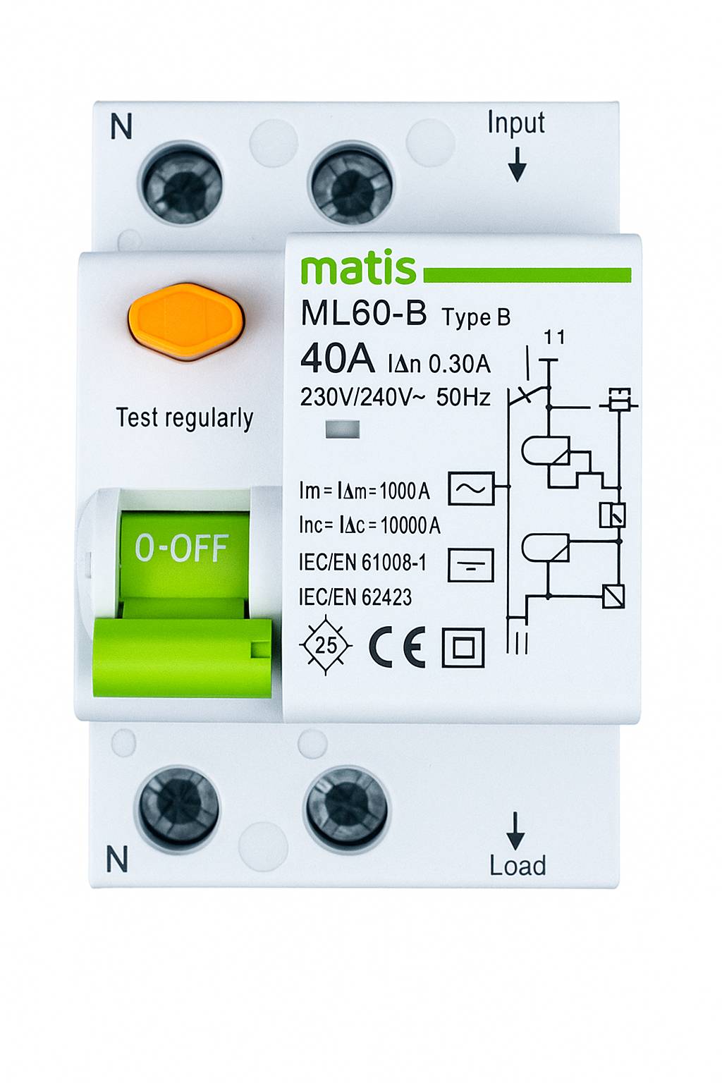 Matis FI Schutzschalter Typ B allstromsensitiv 30mA/40A 2-Pol Intertek