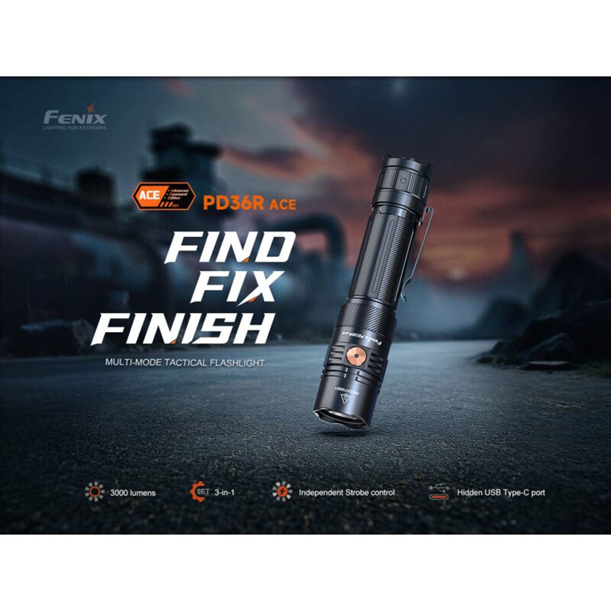 Fenix PD36R ACE 3000 Lumen - Taktische Taschenlampe