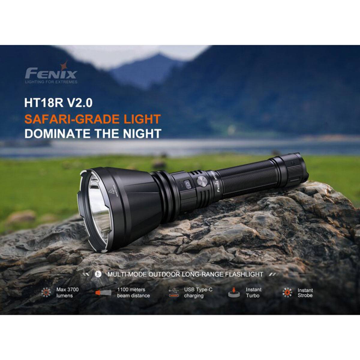 Fenix HT18R V2.0 LED Taschenlampe 3700 Lumen - Schwarz