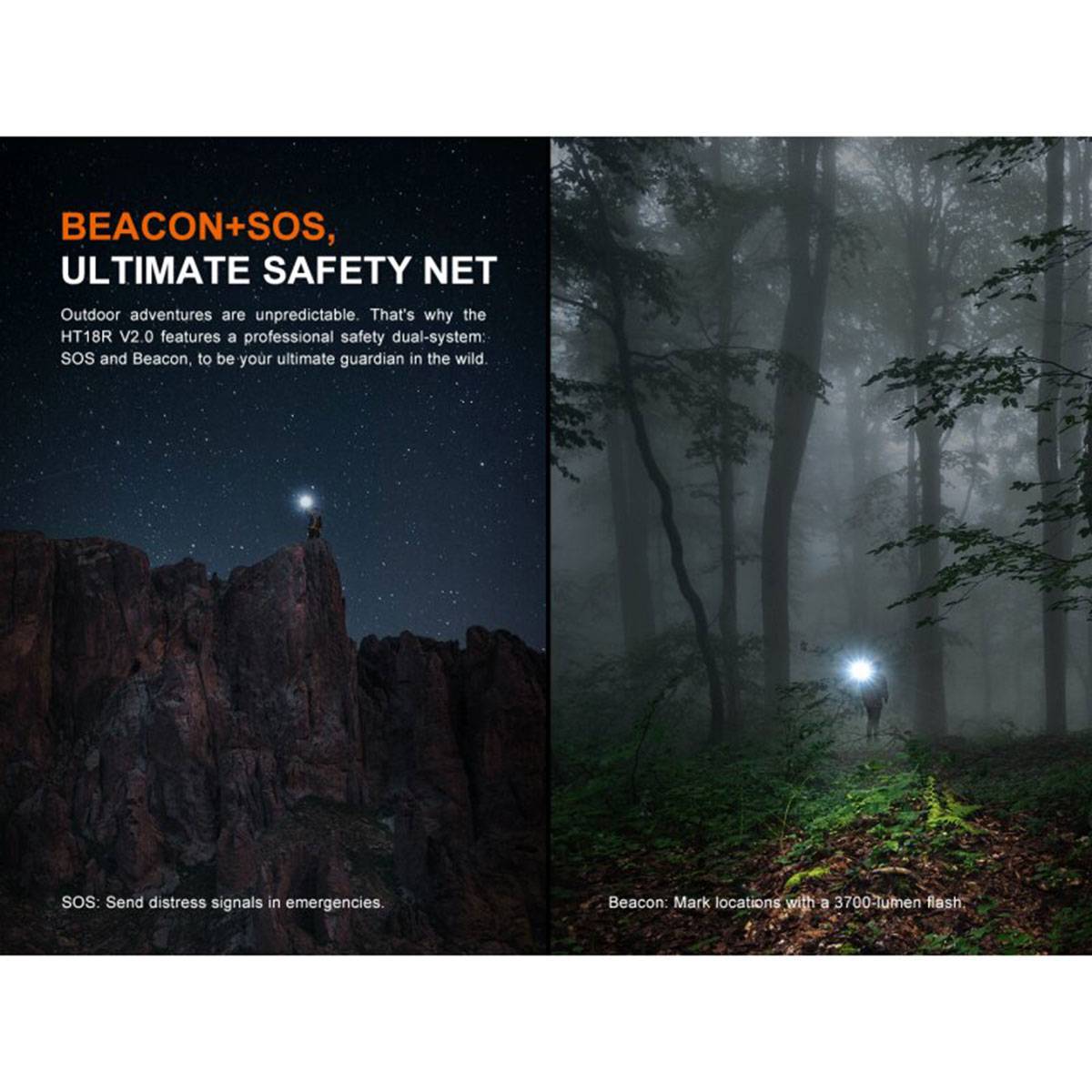 Fenix HT18R V2.0 LED Taschenlampe 3700 Lumen - Schwarz