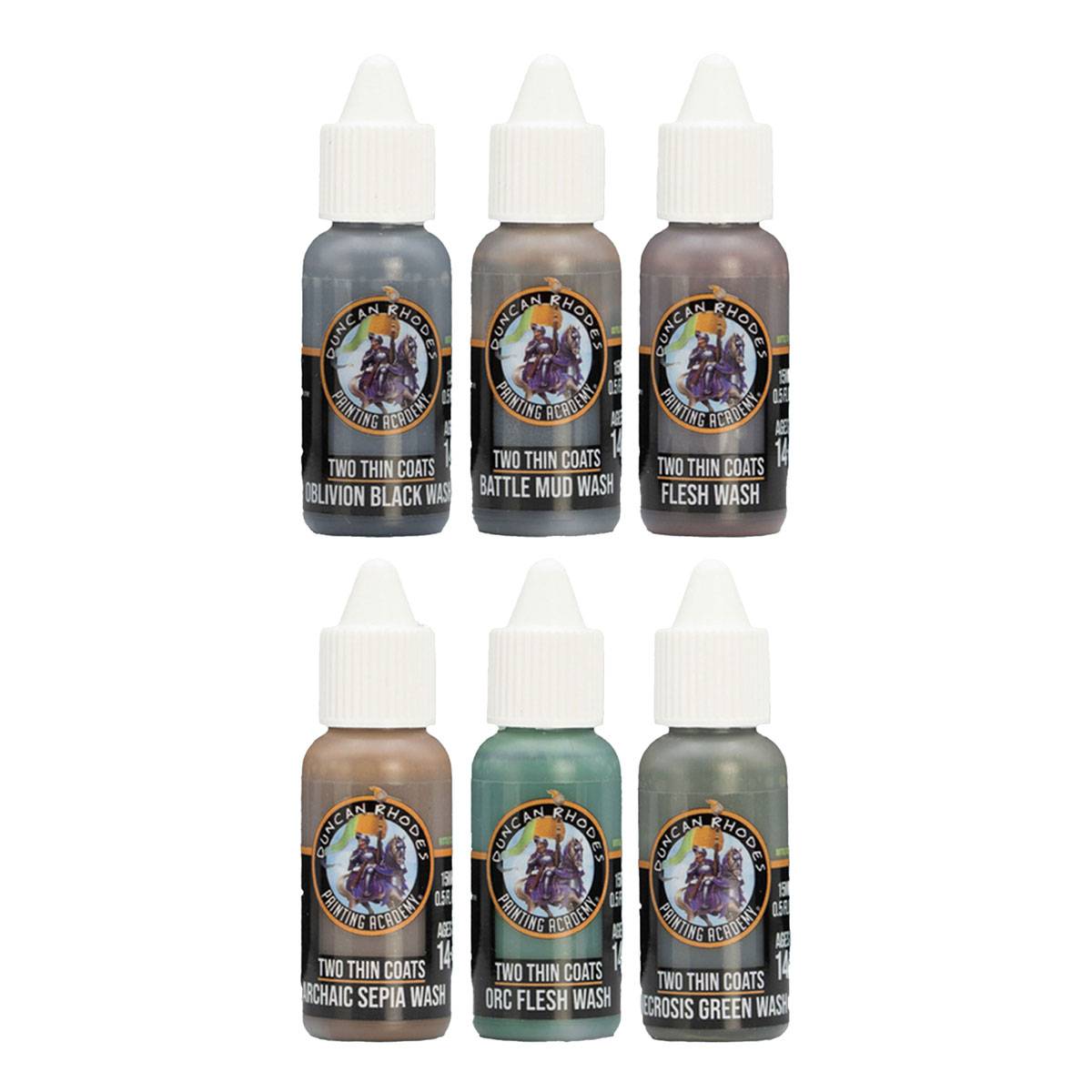 Two Thin Coats Acryl Miniaturenfarben (Wave 1) Wash - 6 x 15 ml