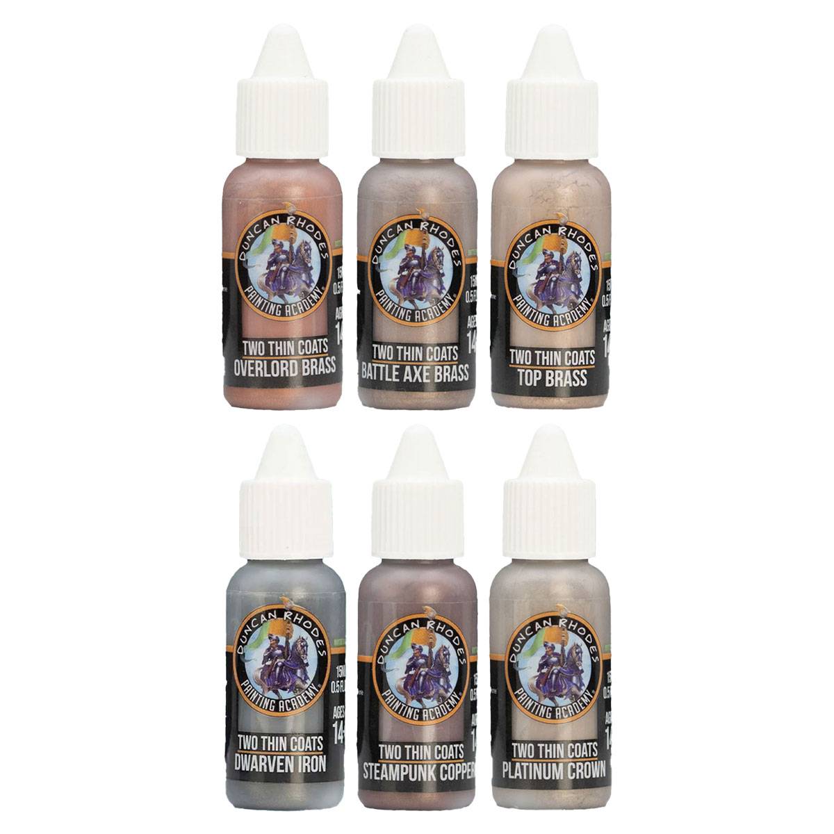 Two Thin Coats Acryl Miniaturenfarben (Wave 2) Metallic - 6 x 15 ml