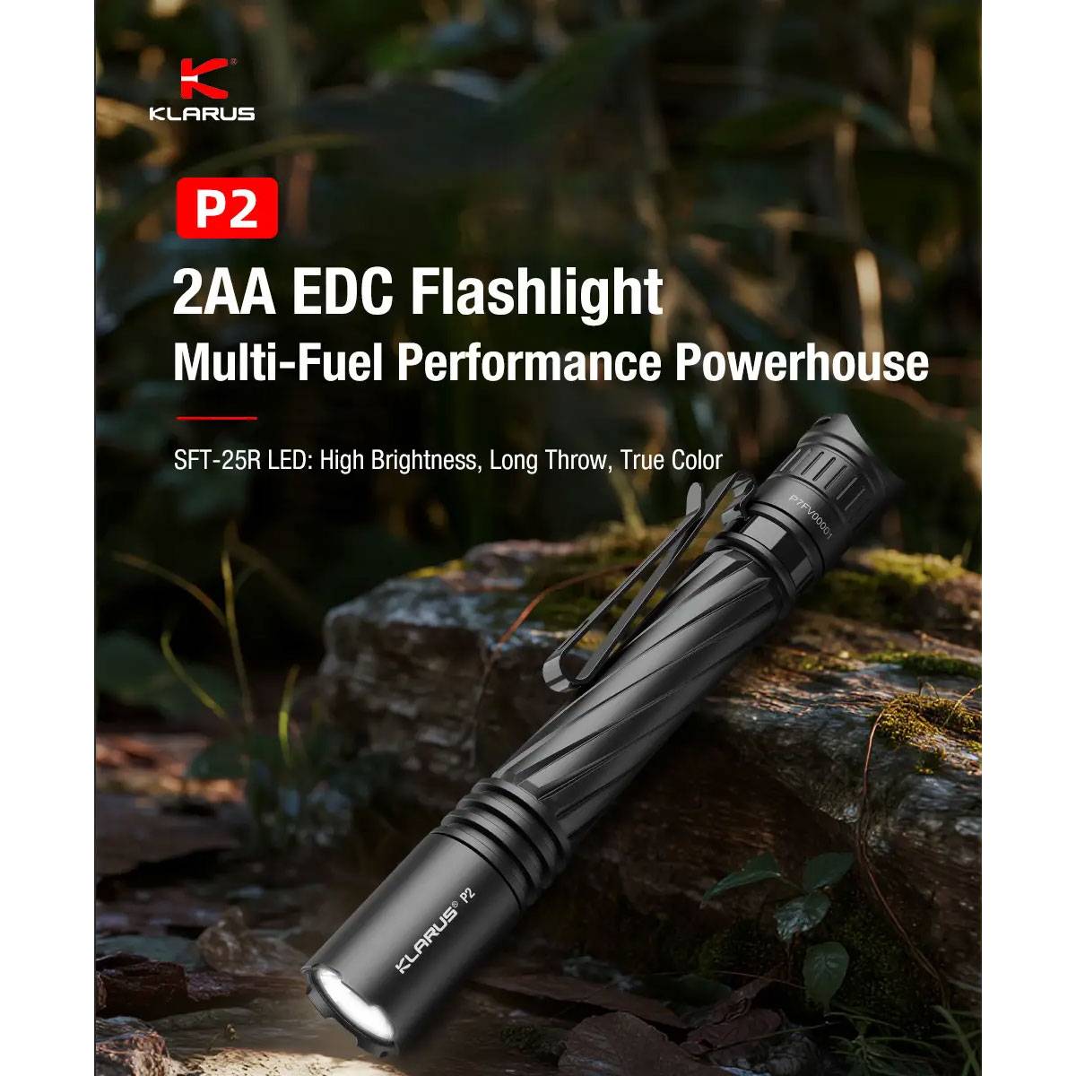 Klarus P2 LED-Taschenlampe 1000 Lumen - Schwarz