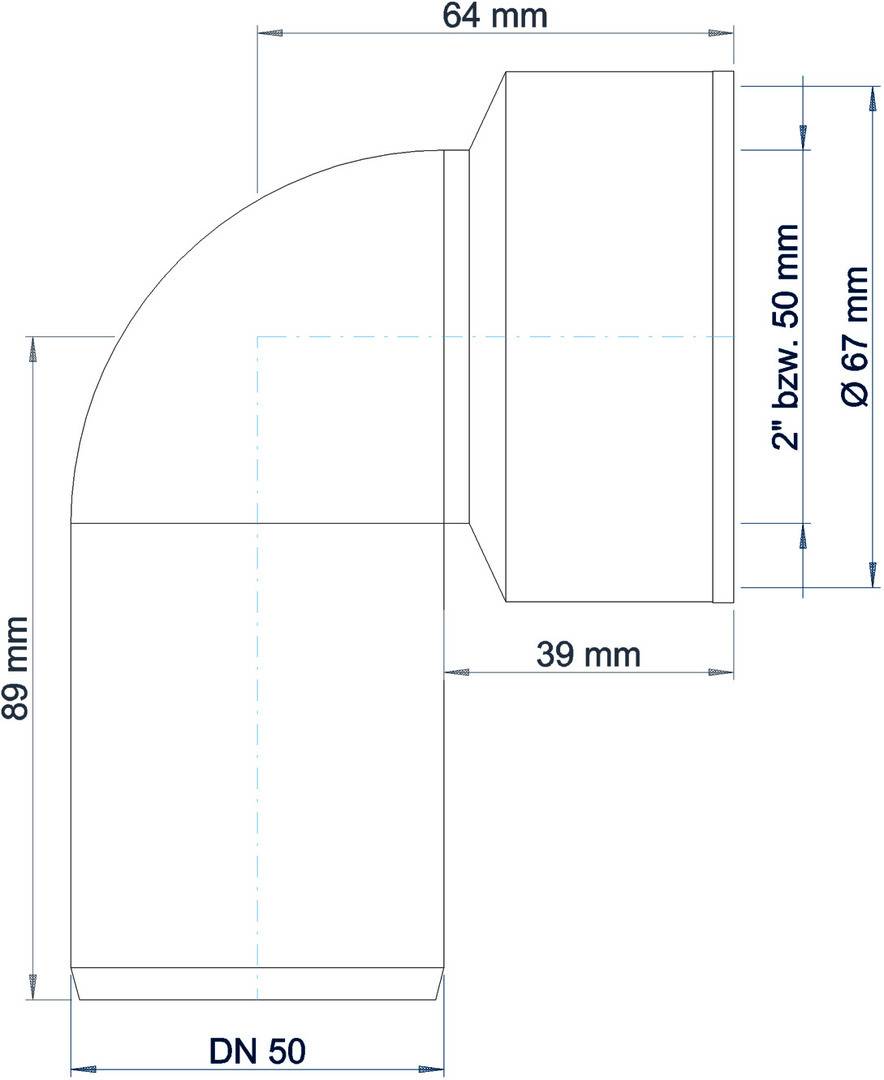 Siphonanschlussknie PKSW Polo-Kal NG mit Steckdichtung DN 50 2 da 50mm