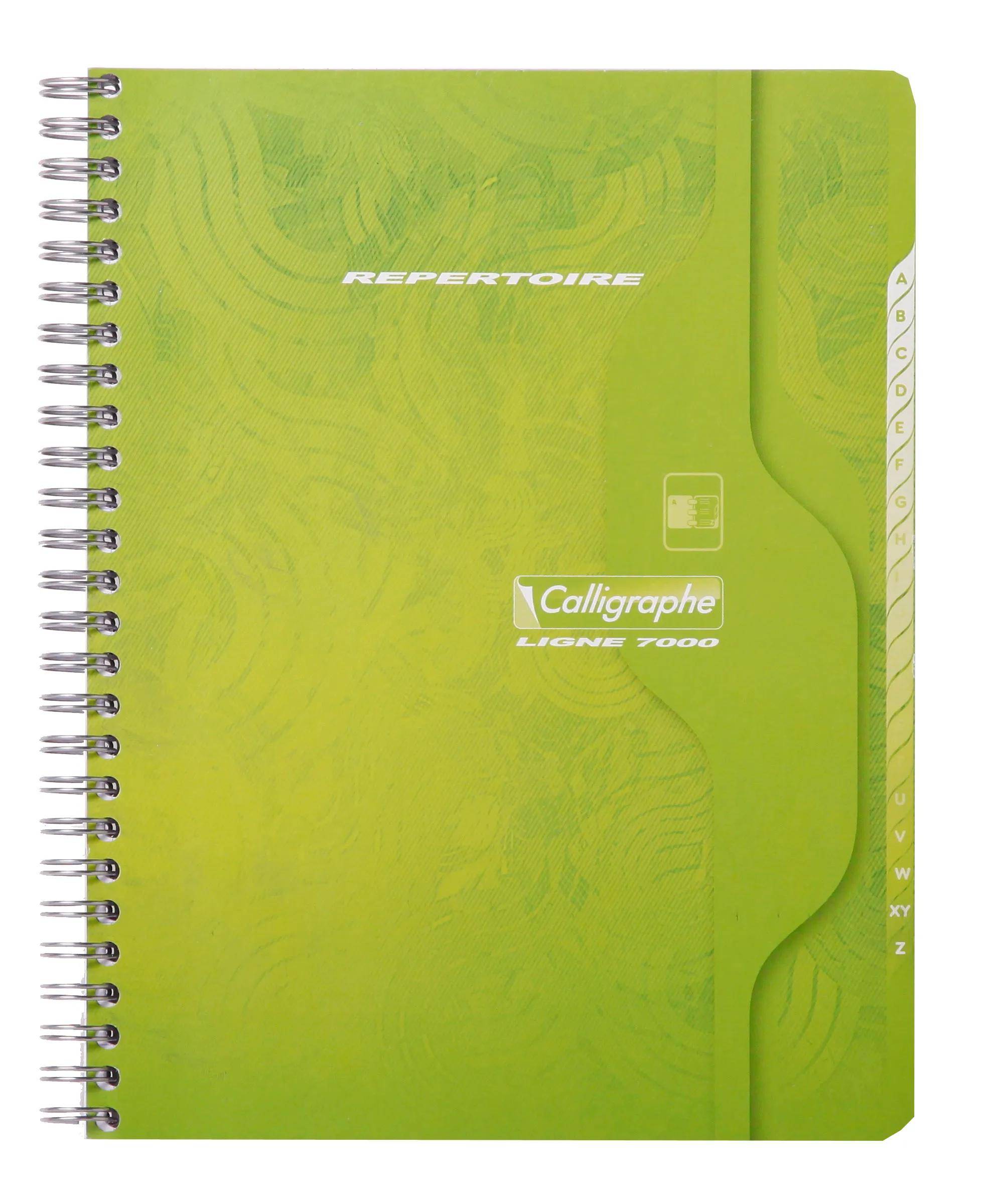 Ein grünes Spiralblock mit der Aufschrift „REPERTOIRE
