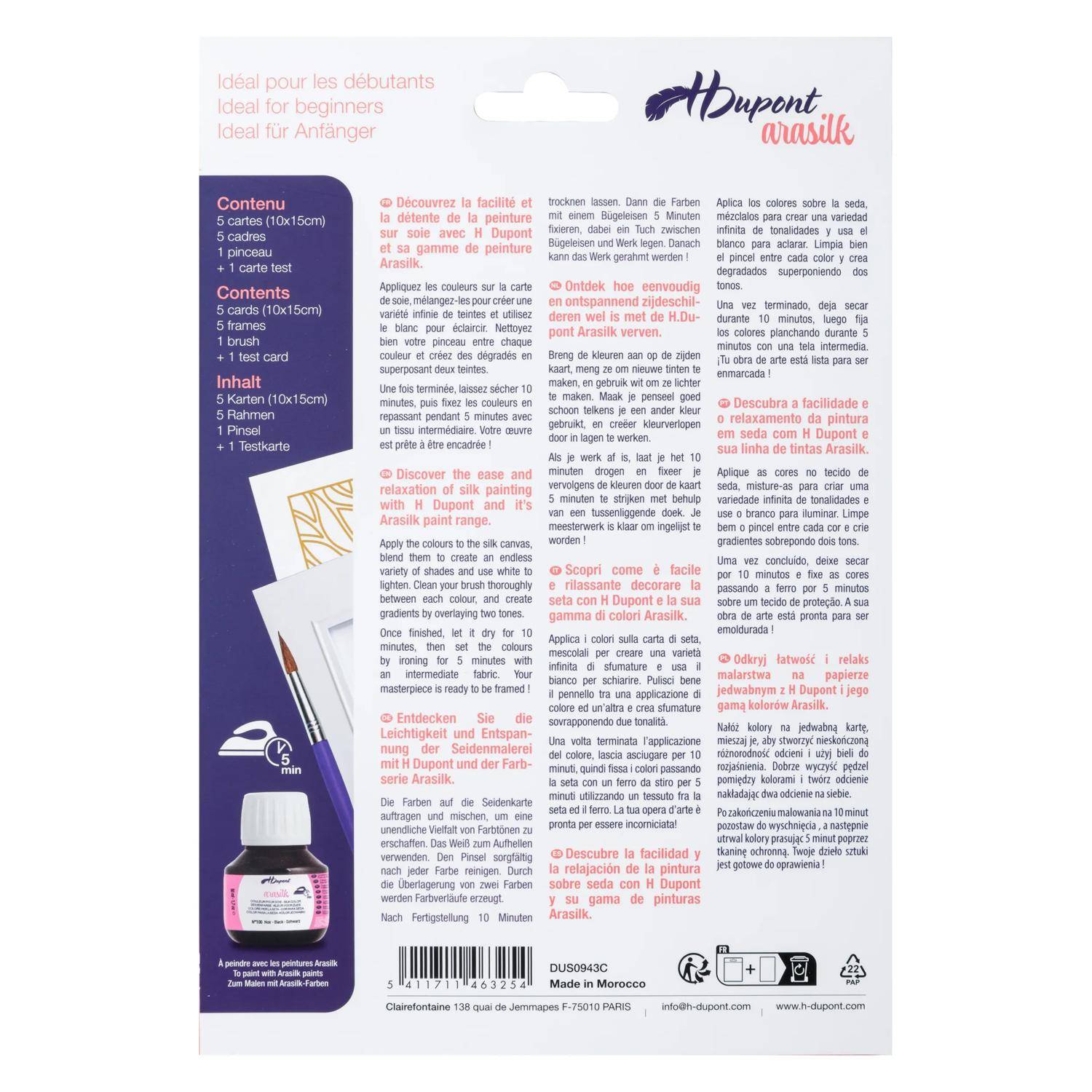 H Dupont 5x Set mit 5 Seidenbildern Floral Weiß DUS0943C