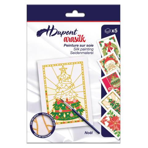 H Dupont 5x Set mit 5 Seidenbildern Weihnachten Weiß DUS0945C