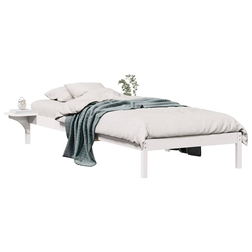 vidaXL Bettgestell mit Nachttischen Weiß 100 x 220 cm