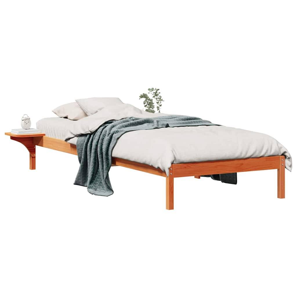 vidaXL Bettgestell mit Nachttischen Wachsbraun 90 x 210 cm