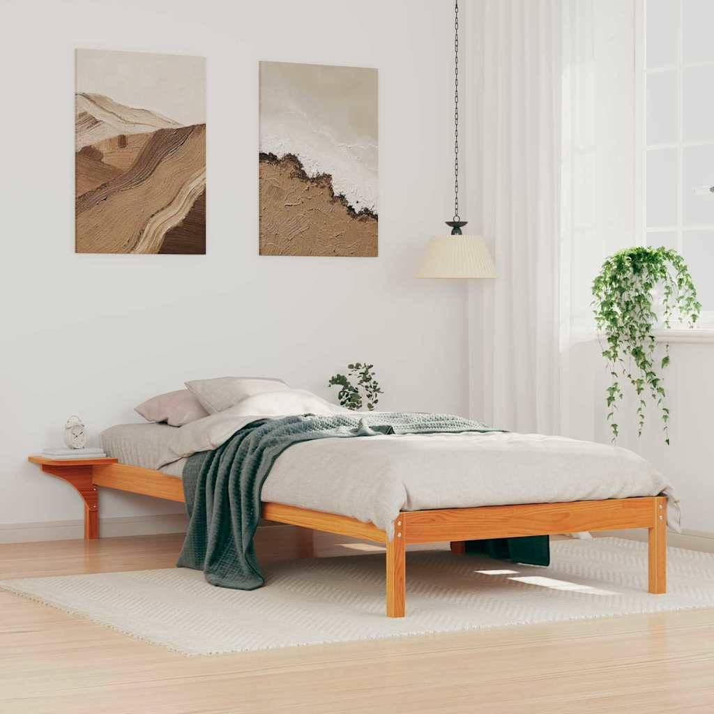 vidaXL Bettgestell mit Nachttischen Wachsbraun 90 x 210 cm