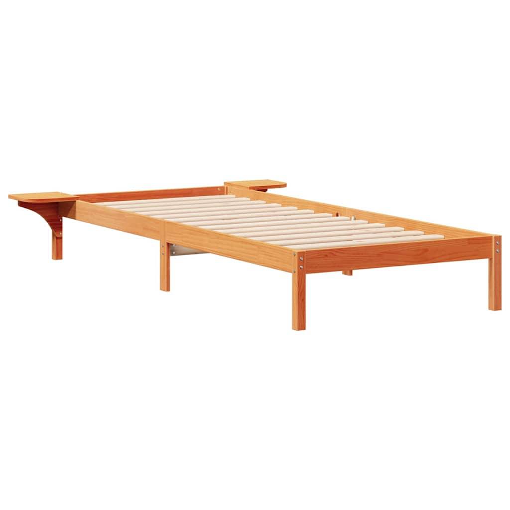 vidaXL Bettgestell mit Nachttischen Wachsbraun 90 x 210 cm