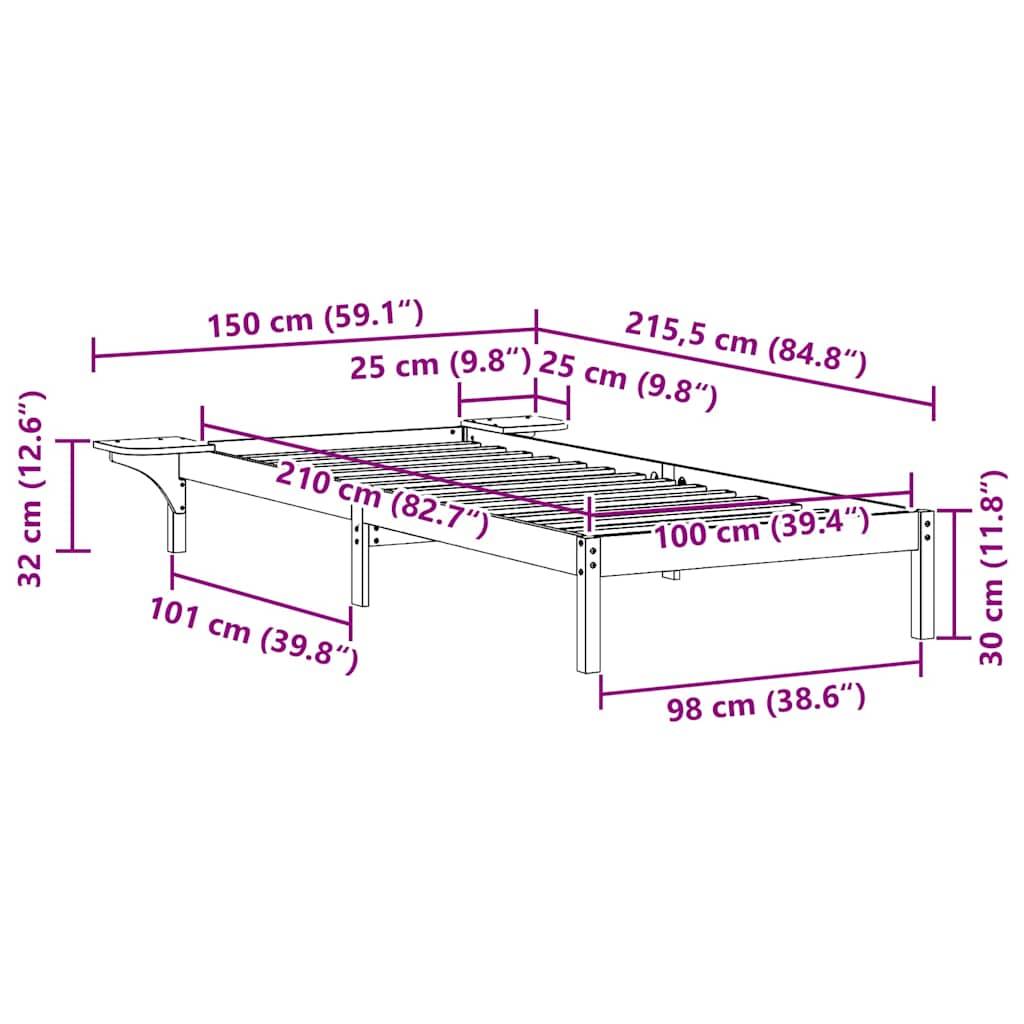 vidaXL Bettgestell mit Nachttischen Weiß 100 x 210 cm