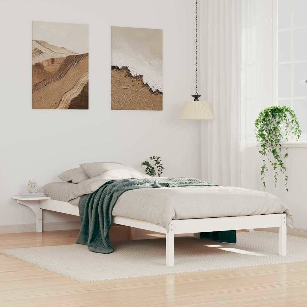 vidaXL Bettgestell mit Nachttischen Weiß 100 x 220 cm