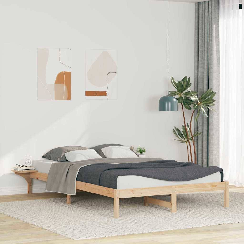 vidaXL Bettgestell mit Nachttischen Natur 140 x 220 cm