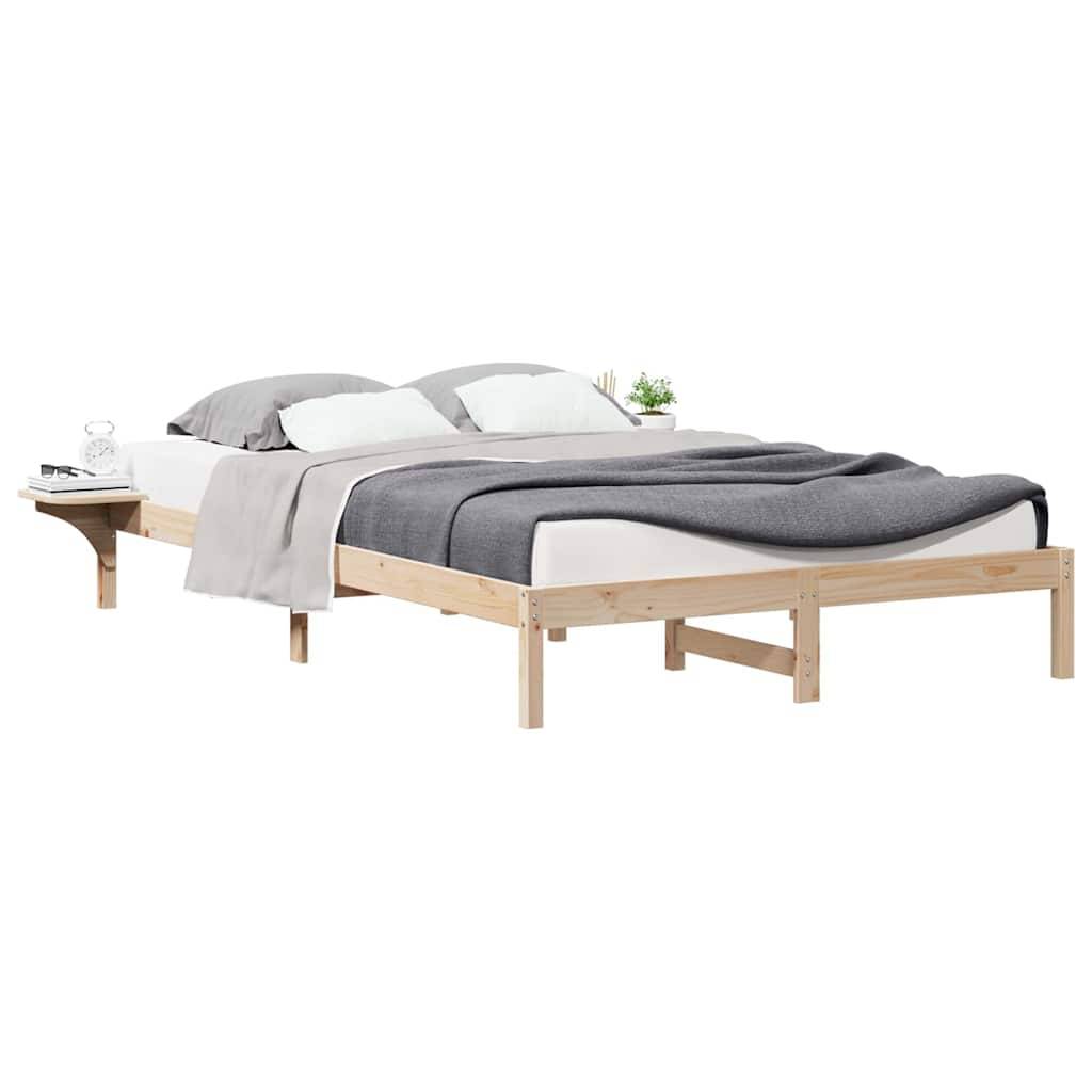 vidaXL Bettgestell mit Nachttischen Natur 140 x 220 cm