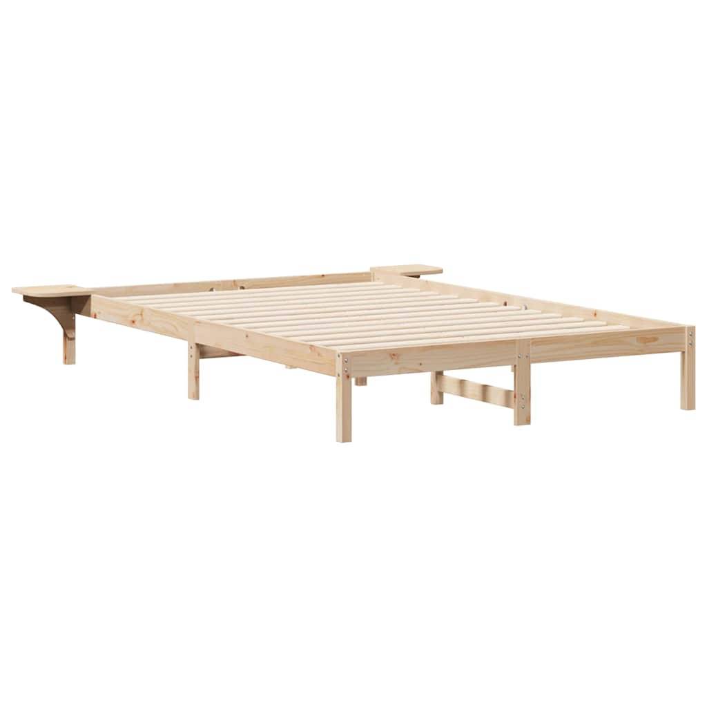 vidaXL Bettgestell mit Nachttischen Natur 140 x 220 cm