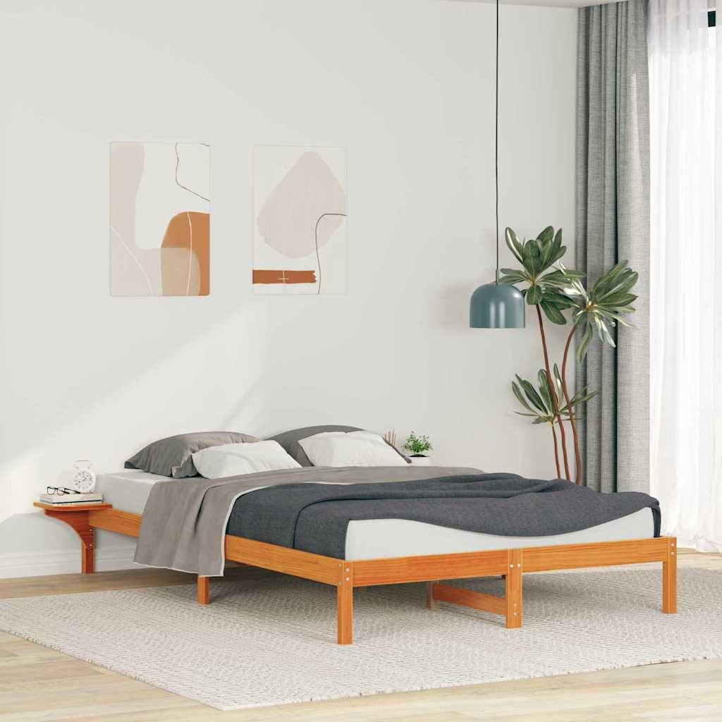 vidaXL Bettgestell mit Nachttischen Wachsbraun 160 x 220 cm