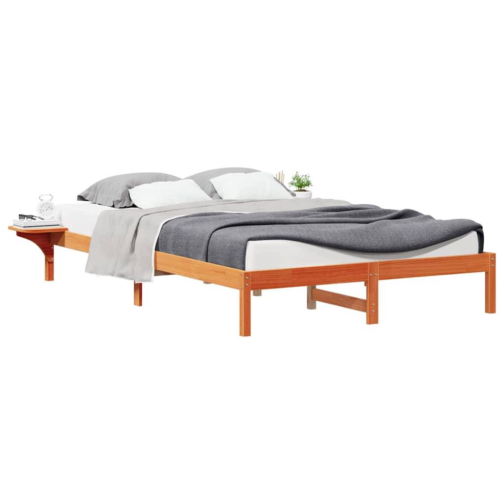 vidaXL Bettgestell mit Nachttischen Wachsbraun 160 x 220 cm