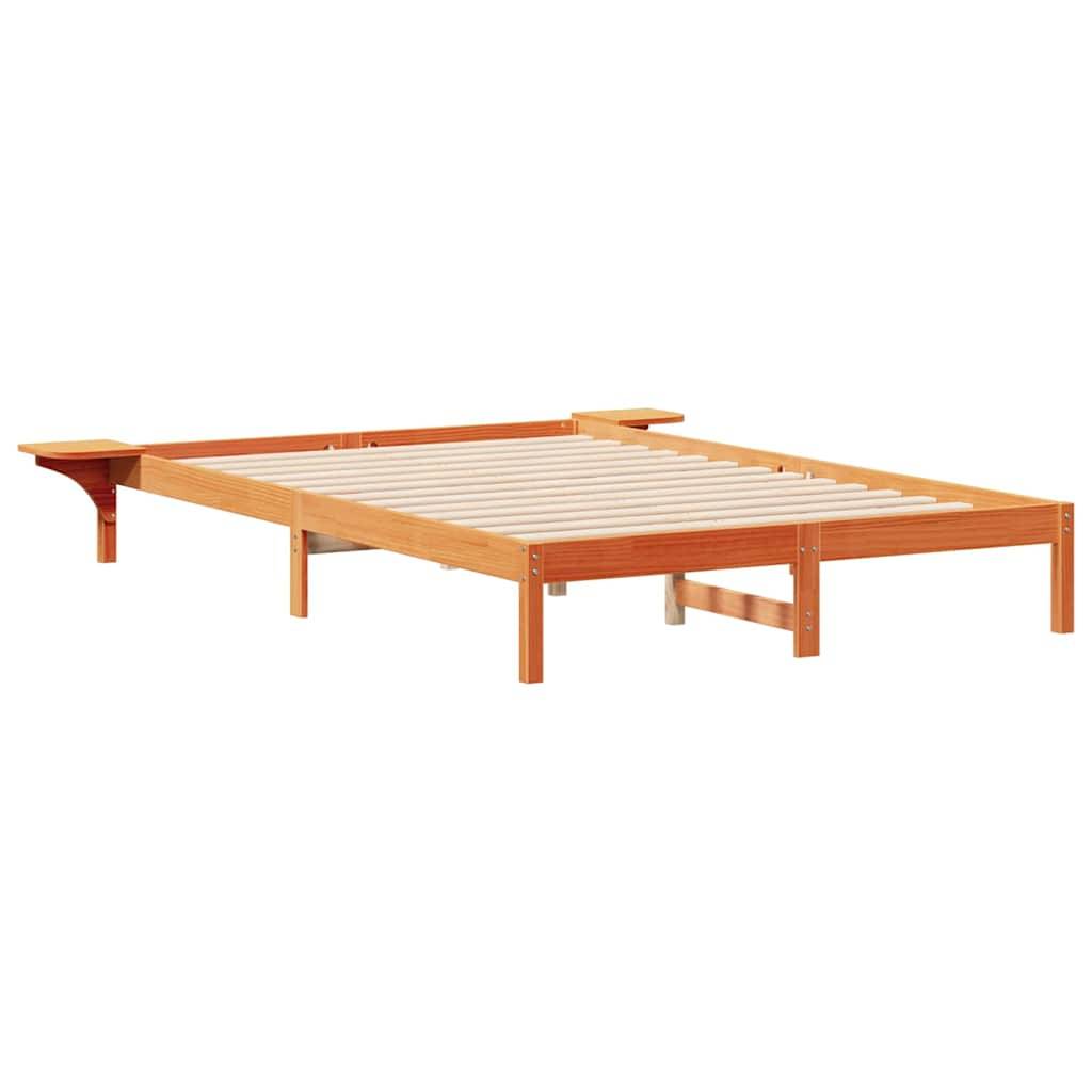 vidaXL Bettgestell mit Nachttischen Wachsbraun 140 x 220 cm
