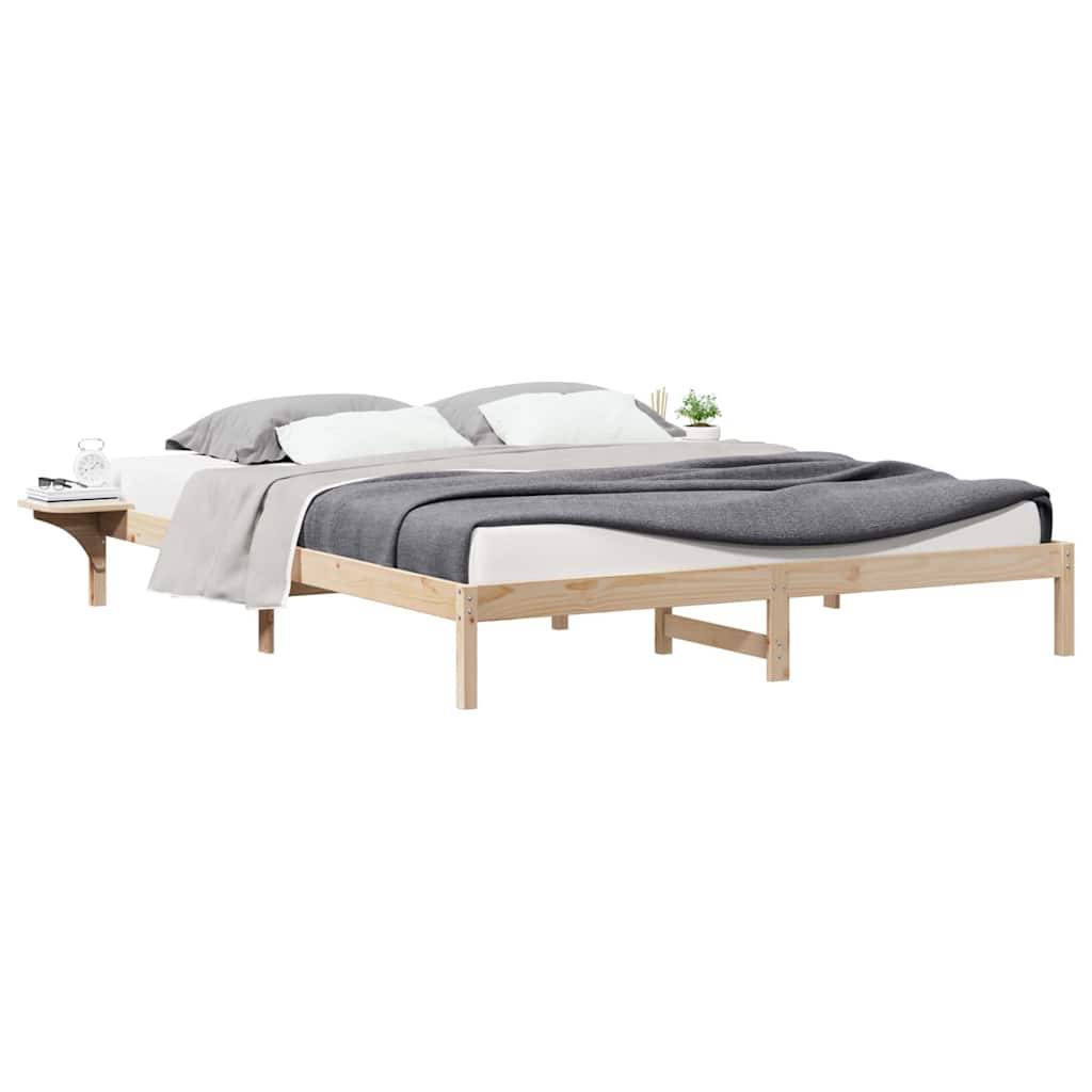 vidaXL Bettgestell mit Nachttischen Natur 200 x 220 cm