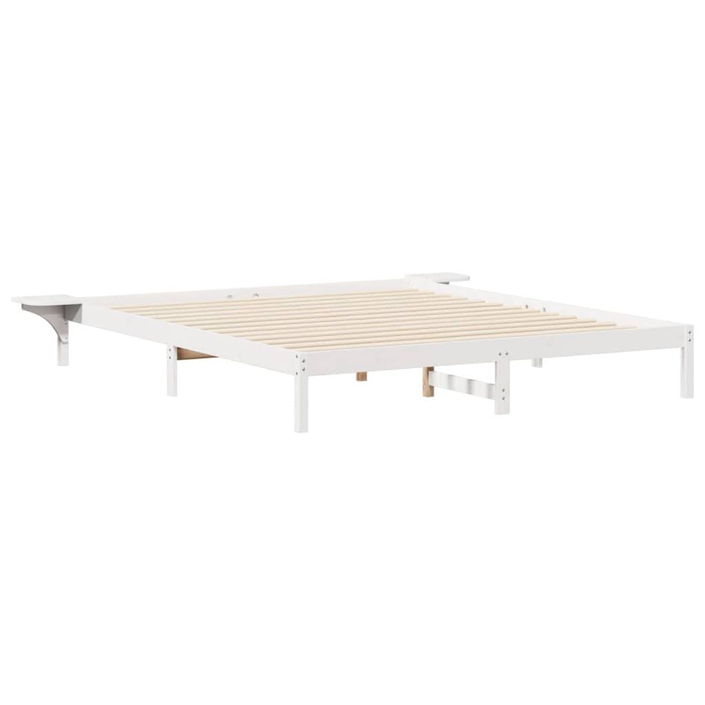 vidaXL Bettgestell mit Nachttischen Weiß 180 x 210 cm