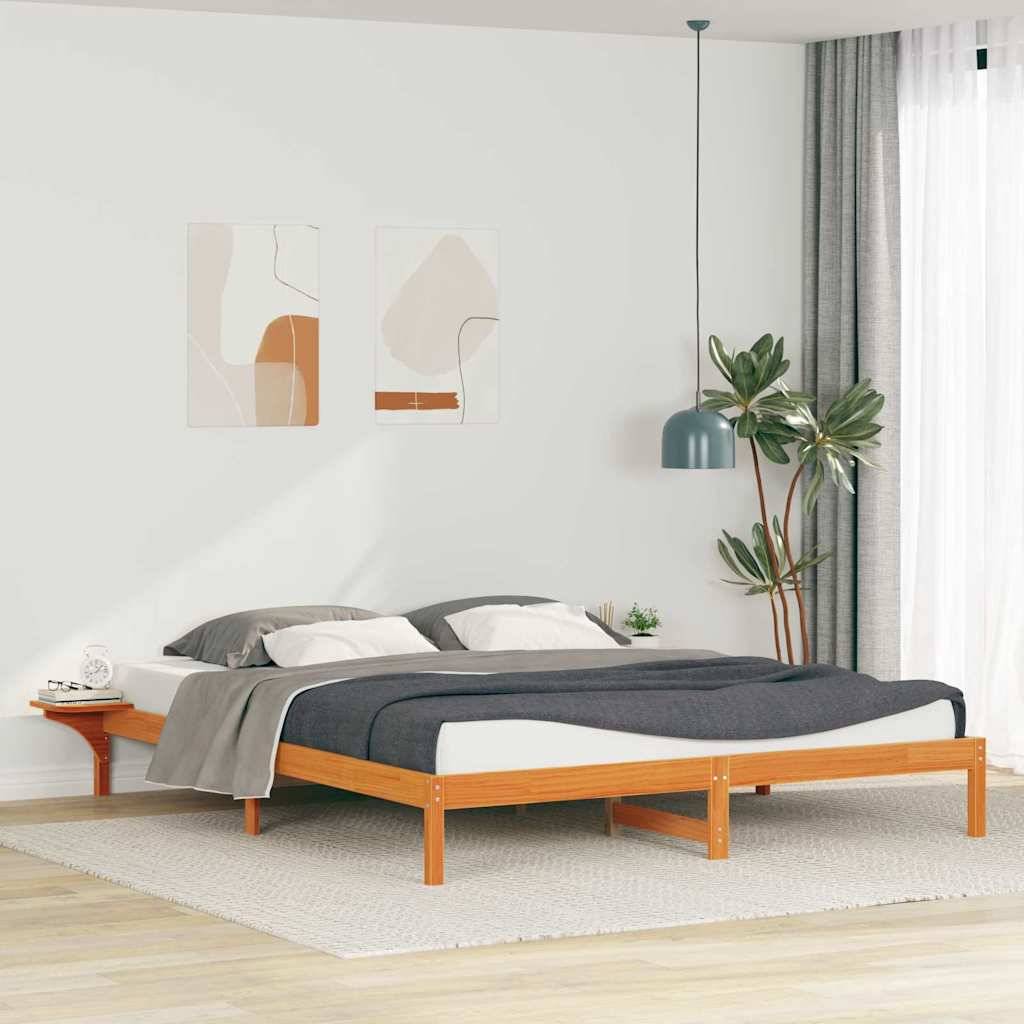 vidaXL Bettgestell mit Nachttischen Wachsbraun 180 x 220 cm