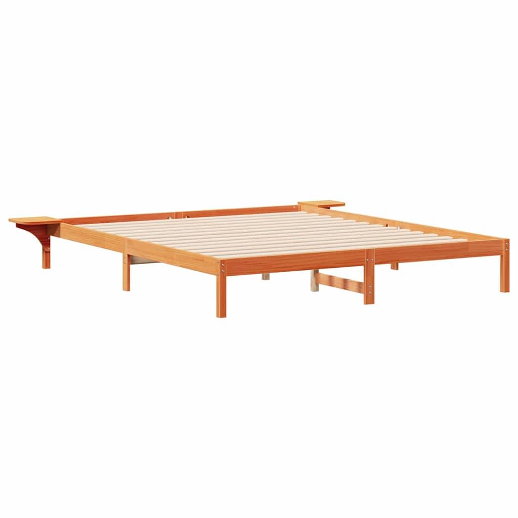 vidaXL Bettgestell mit Nachttischen Wachsbraun 180 x 220 cm