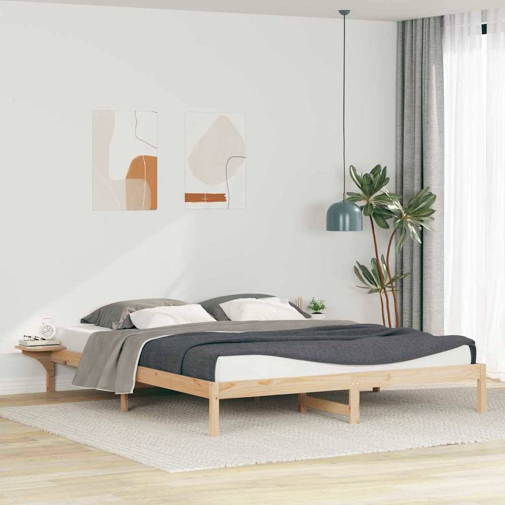vidaXL Bettgestell mit Nachttischen Natur 200 x 210 cm